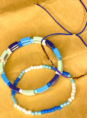 小众饰品秋冬冷淡风冷色合金烤漆搪瓷套转手串个性原创叠戴小手链