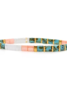 MLGM新品绿松色tila手工编织手串ins欧美网红情侣小手链时尚手饰