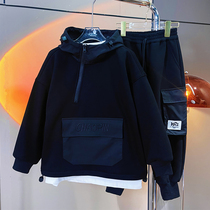 Childrens clothing Boy plus suede suit Winter 2023 new children New Chinese New Year Lianhood Chaodeo Childrens boy autumn and winter