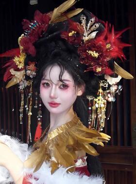 古风汉服妆造大祭司烫花花朵发饰