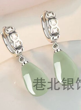 暴富耳环925纯银玛瑙玉石耳环