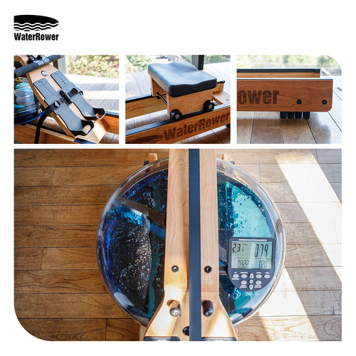 WaterRower家用室内智能水阻划船机双轨实木有氧健身器材樱桃木 - 图1