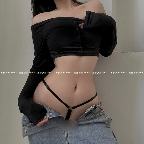 Pearl thong large size open crotch free sexy underwear
