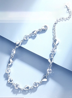 海洋之心925纯银手链女款ins小众设计感情侣手饰生日礼物送女友