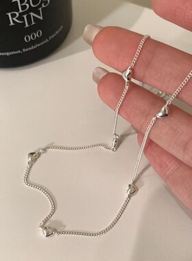 S990足银爱心手链女轻奢项链小众精致高级感百搭手饰2026纯银新款