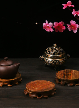 饰品古风圆形根雕木托底座