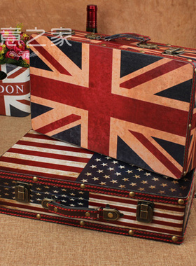 复古手提箱欧式风做旧拍摄摆件