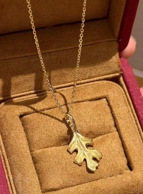 v金材质真金电镀拉丝工艺珍珠葫芦树叶立体小象镶钻吊坠精致颈链