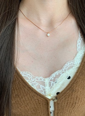 真金电镀v金材质设计泡泡钻单钻蛇骨项链女百搭叠戴精致锁骨链