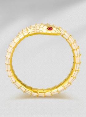 v金高版本命年新款铜镀金灵蛇形手环礼物送女友高级感白蛇手镯女