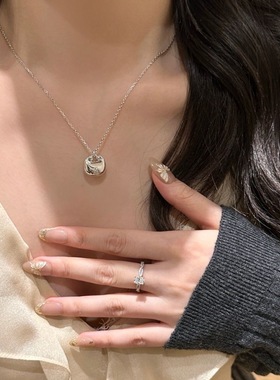 真金电镀v金材质两色福袋顶链中国风简约气质吊坠百搭锁骨链