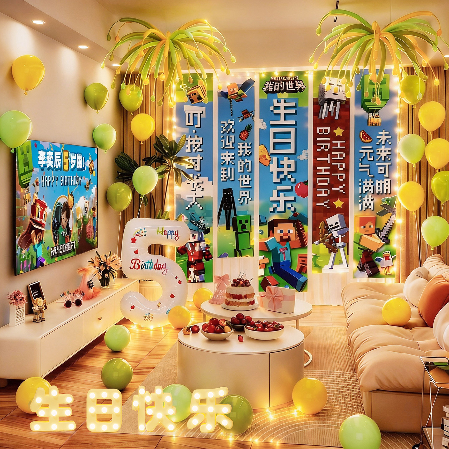 我的世界男孩儿童宝宝生日快乐派对仪式感氛围装扮布置场景装饰品,淘宝优惠券,粉丝福利购,淘宝优惠卷