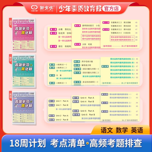 高效学习周计划少年素质教育报一二三四五六年级下册上册语文数学英语全套人教版冀教版苏教版北师大小学教材同步单元测试卷新全优-图0