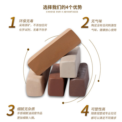 良器仓陶艺教学用泥陶泥瓷泥高白泥雕塑泥拉坯泥塑泥巴粘土20斤装 - 图0