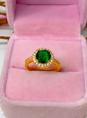 镀24k金女款仿真钻戒微镶求婚