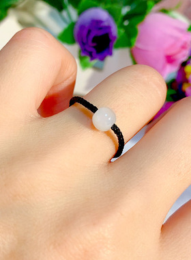 黑绳红玉石玛瑙珠子转运珠戒指