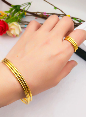 手镯三生三世女细圈黄金色戒指
