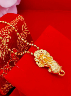 镀金项链越南沙金钱币貔貅吊坠