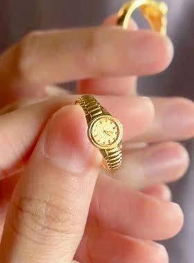 铜镀金情人节520时钟表盘戒指