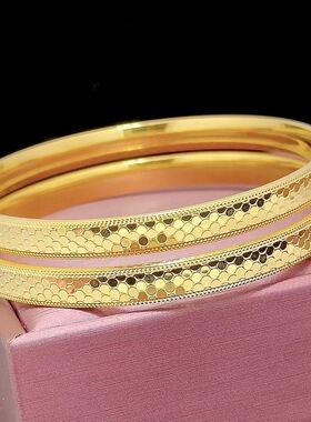 铜镀金龙鳞纹手镯鳞片推拉手镯