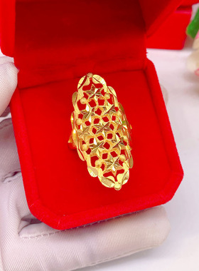 镀金首饰越南沙金花朵个性大戒指