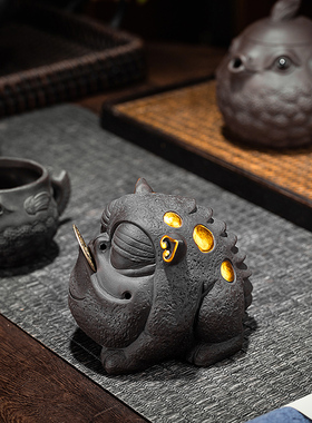 吞金兽紫砂招财客厅摆件家居饰品