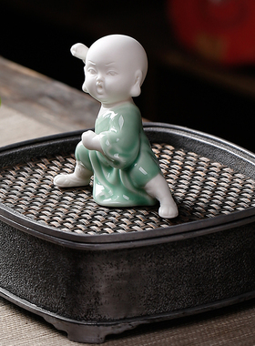 功夫小和尚陶瓷桌面摆件家居饰品