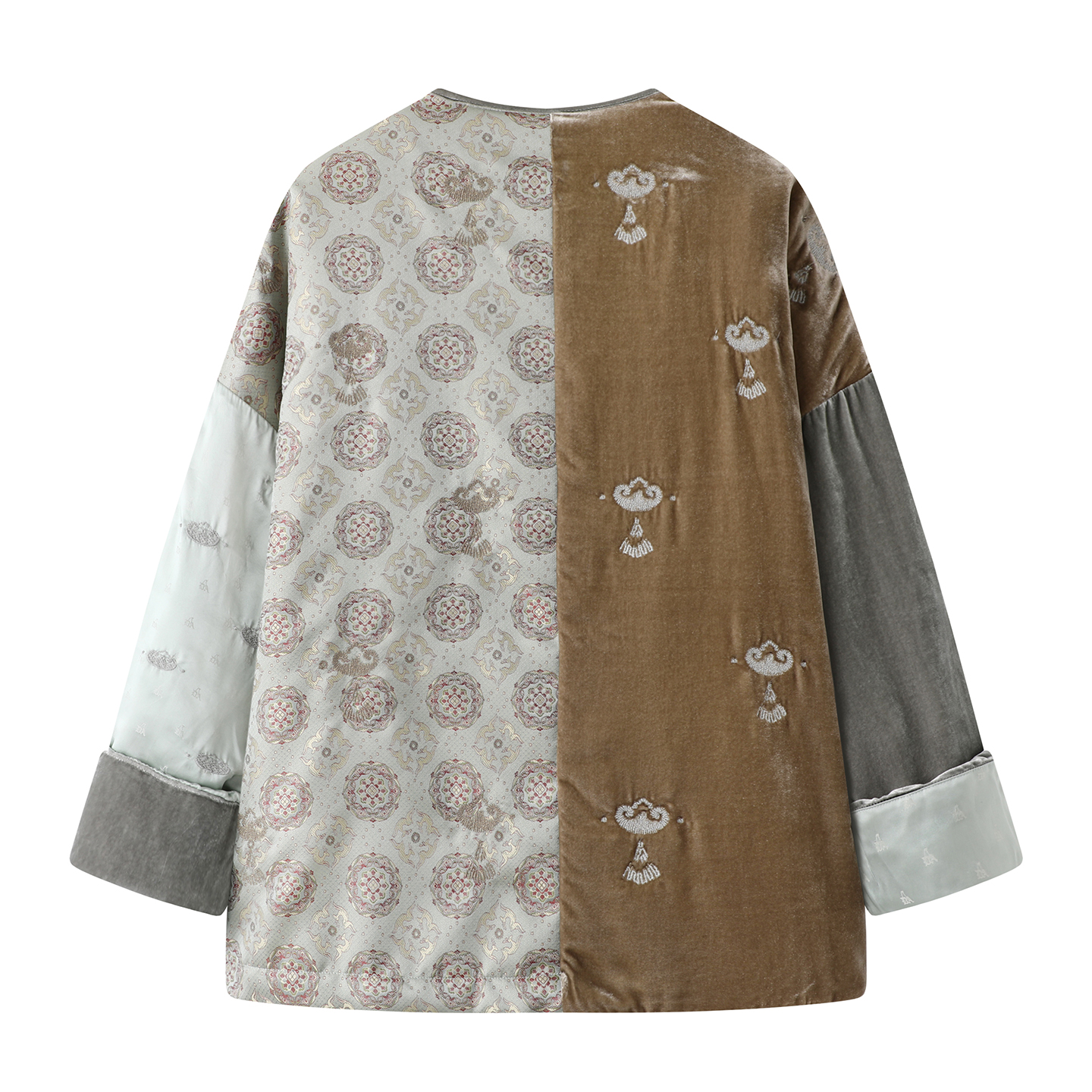 CHAONING高端定制2025冬季新款新中式国风刺绣拼接撞色棉服外套女 - 图0