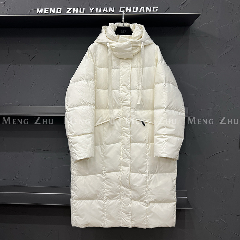 高端欧货冬季新款高级感好看90白鸭绒面包服外套过膝长款羽绒服女,淘宝优惠券,粉丝福利购,淘宝优惠卷