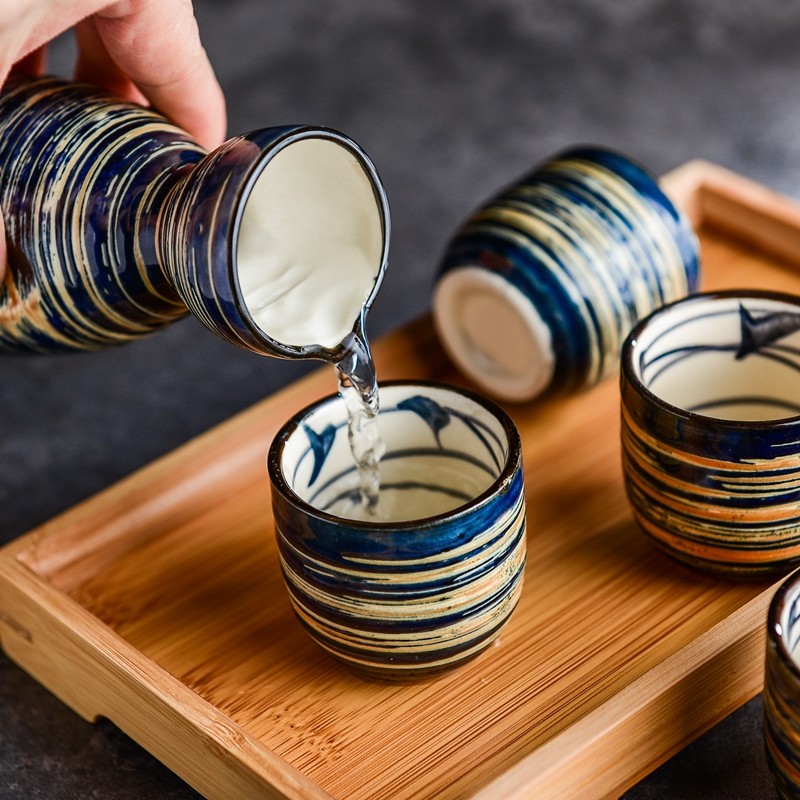 陶瓷小酒杯白酒杯酒壶酒盅小号50ml一两一口杯烈酒套装家用清酒壶_虎窝淘