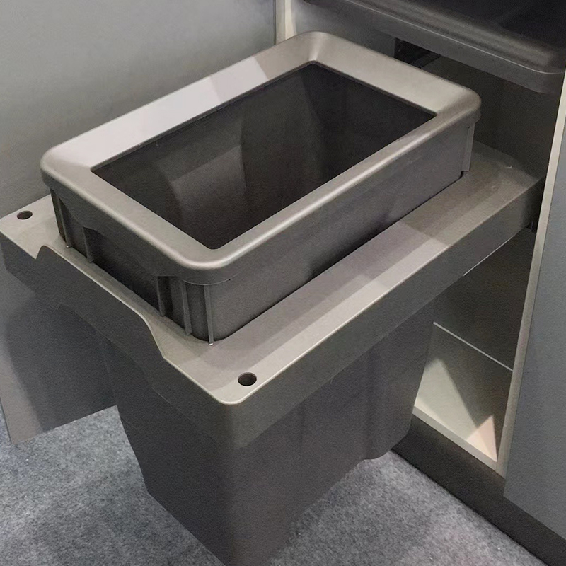 橱柜嵌入式单桶垃圾桶带盖子家用厨房垃圾桶拉篮洗手间隐藏清洁桶 - 图2