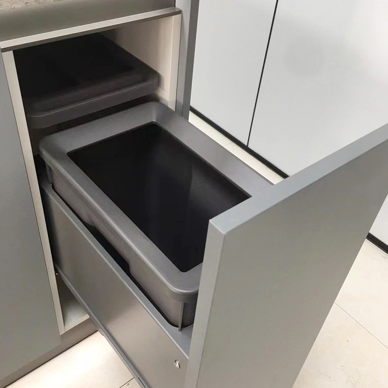 橱柜嵌入式单桶垃圾桶带盖子家用厨房垃圾桶拉篮洗手间隐藏清洁桶 - 图3
