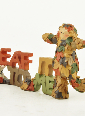 可爱树叶稻草人圣诞装饰桌面摆件手工创意礼品工艺品书房创意美式