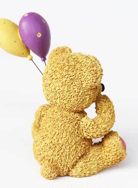 泰迪熊摆件装饰品摆设客厅办公桌可爱工艺品树脂小熊气球爱心情侣