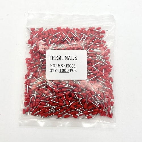 VE0308管型预绝缘冷压接线端子E0508针型线耳压线接头E1008/E1508 - 图2