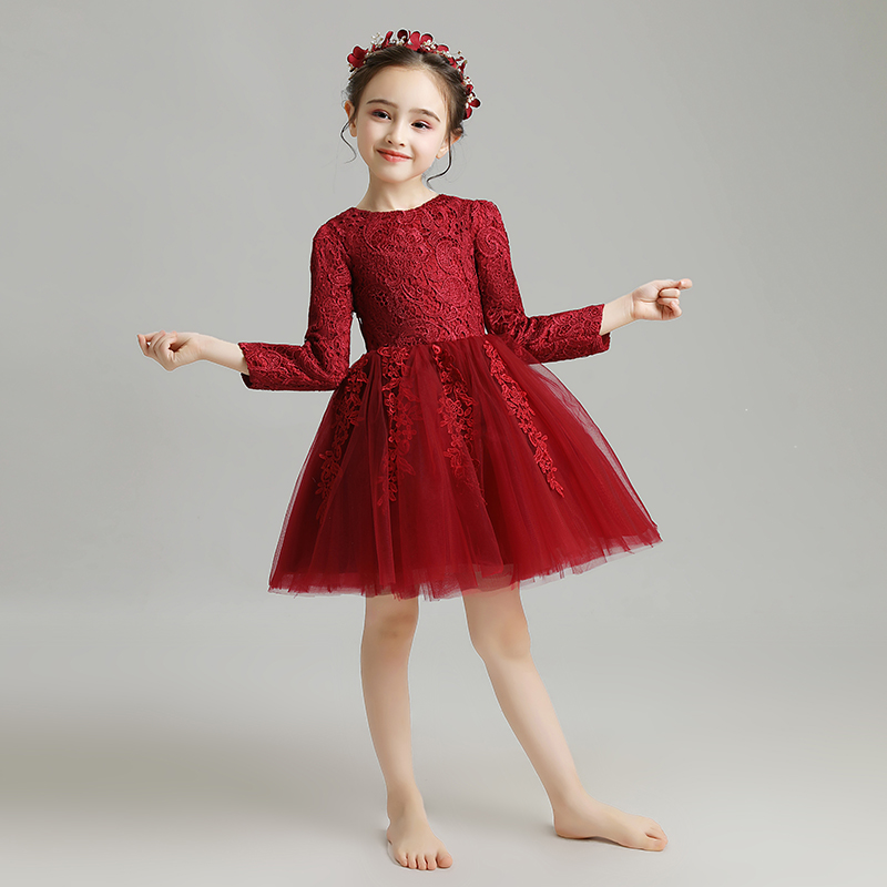 女童公主裙蓬蓬纱儿童晚礼服婚纱小花童主持人长袖演出服加绒洋气,淘宝优惠券,粉丝福利购,淘宝优惠卷