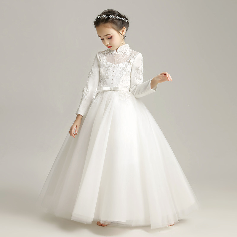 儿童公主裙蓬蓬女童长袖加绒花童晚礼服婚纱走秀演出服白纱裙洋气,淘宝优惠券,粉丝福利购,淘宝优惠卷