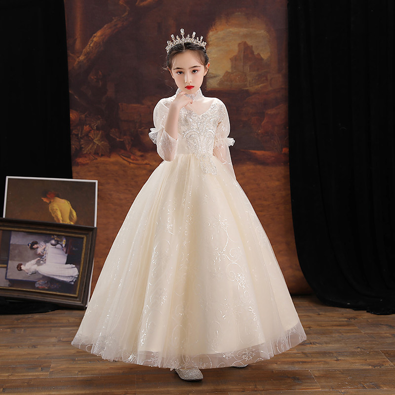 女童晚礼服儿童公主裙小孩花童婚纱轻奢长袖主持人钢琴演出服轻奢,淘宝优惠券,粉丝福利购,淘宝优惠卷