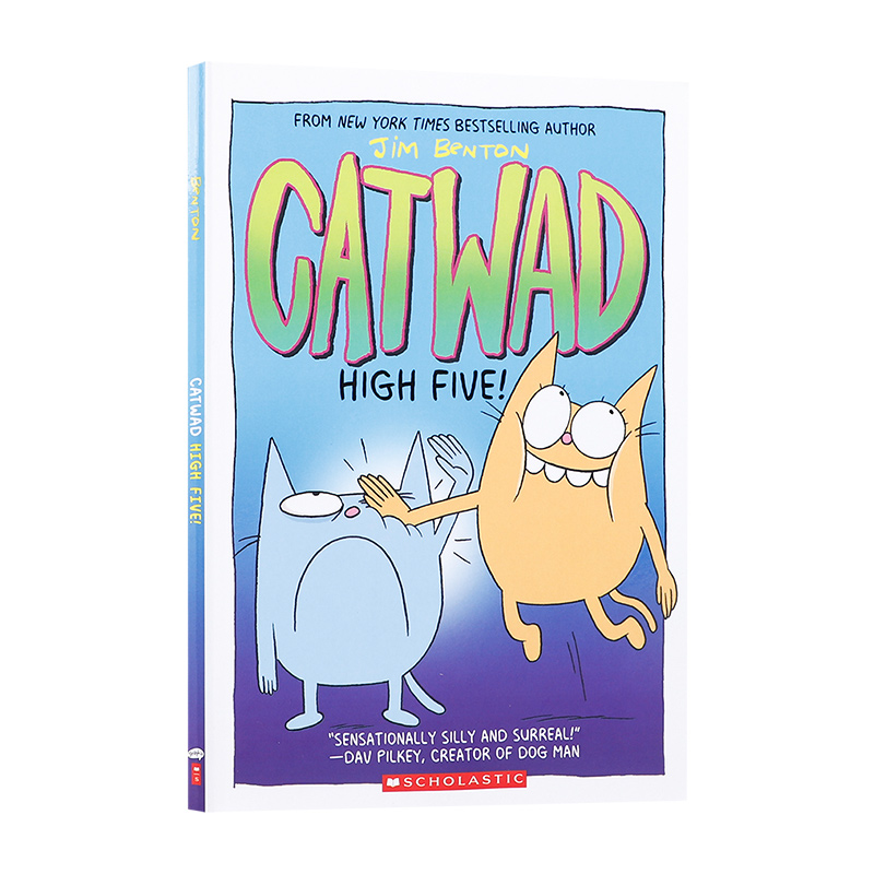 送音频 Scholastic英文原版Catwad Book#5 High Five!擊掌 10-14岁中小学生幽默搞笑趣味英语课外阅读绘本亲子互动共读桥梁漫画-图3