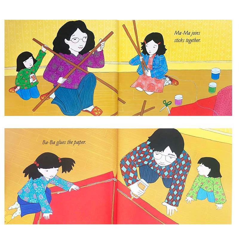 英文原版绘本Kite Flying放风筝吴敏兰书单Grace Lin作品了解中国传统文化中国风绘本图画书儿童启蒙绘本英语绘本学生课外读物_虎窝淘