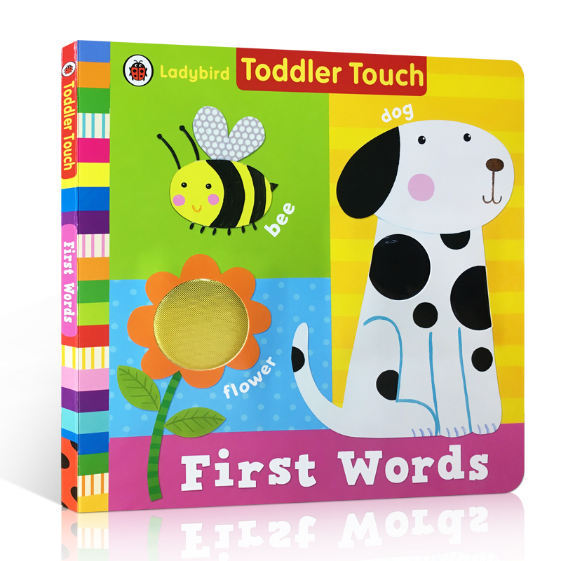 英文原版Ladybird Toddler Touch: First Words 大开本纸板触摸翻翻概念书 儿童启蒙单词认知彩色绘本图画书 小瓢虫出版社句型简单