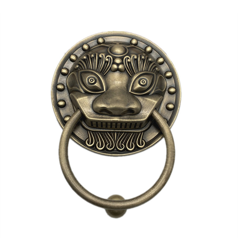 兽头拉手仿古大门全铜把手古建大门狮子头虎头铜装饰老式纯铜门环 - 图3