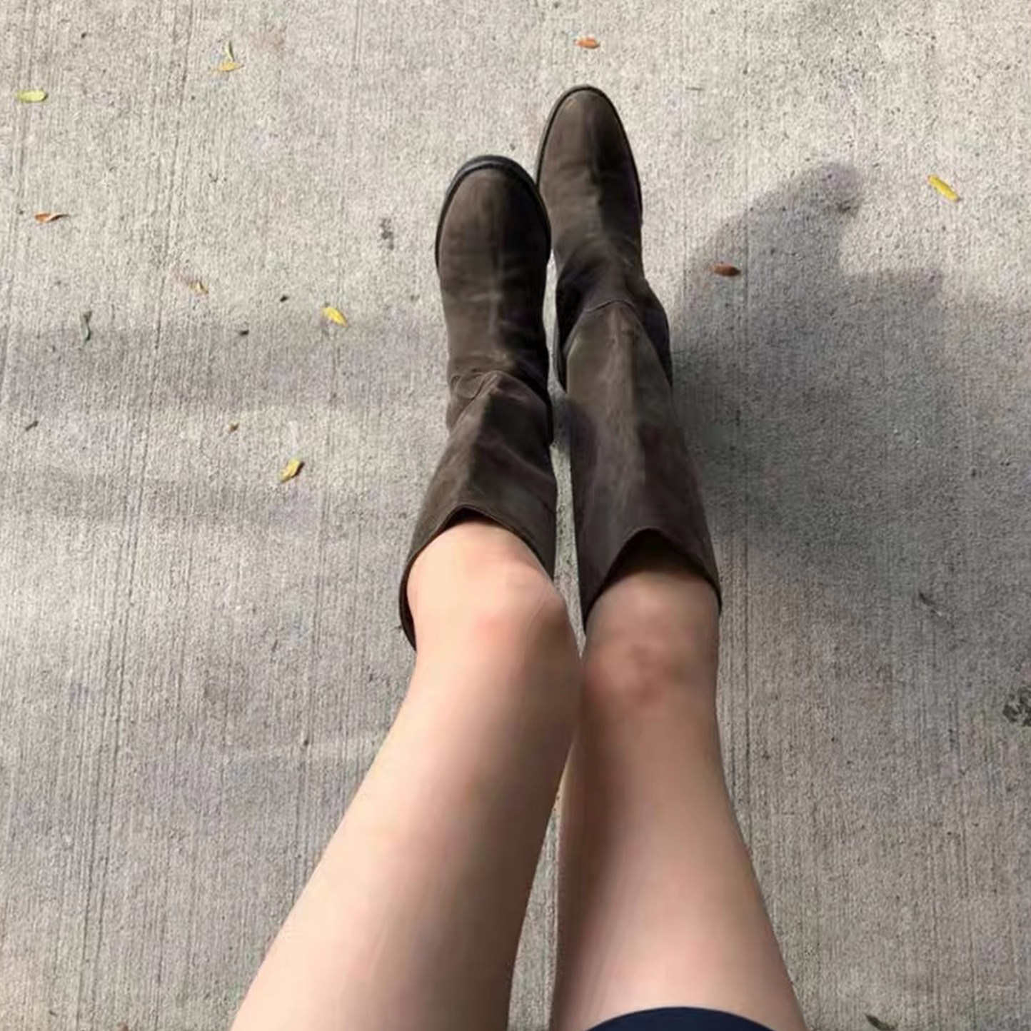 2025秋冬新款韩版圆头粗跟高筒靴女真皮百搭低跟骑士靴宽筒长靴女,淘宝优惠券,粉丝福利购,淘宝优惠卷