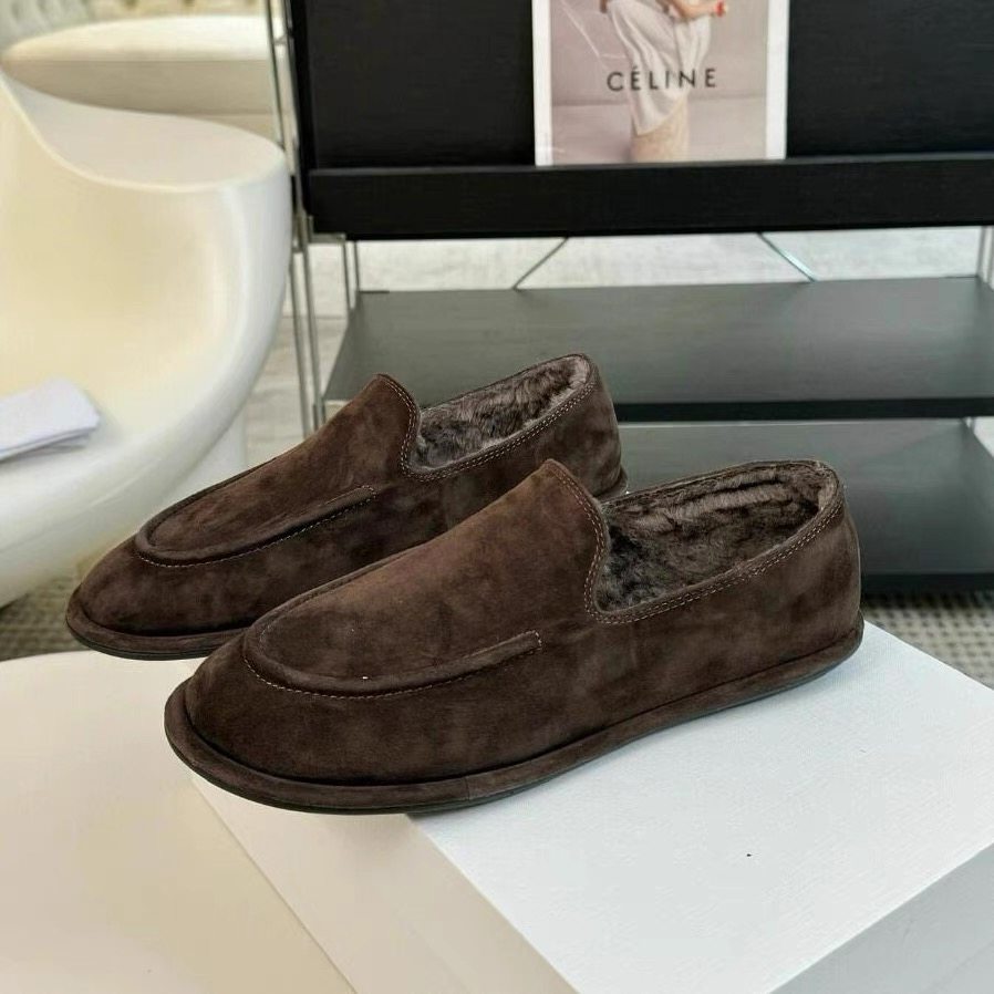 2025新款复古圆头加绒保暖平底乐福鞋女真皮懒人一脚蹬毛毛鞋单鞋,淘宝优惠券,粉丝福利购,淘宝优惠卷