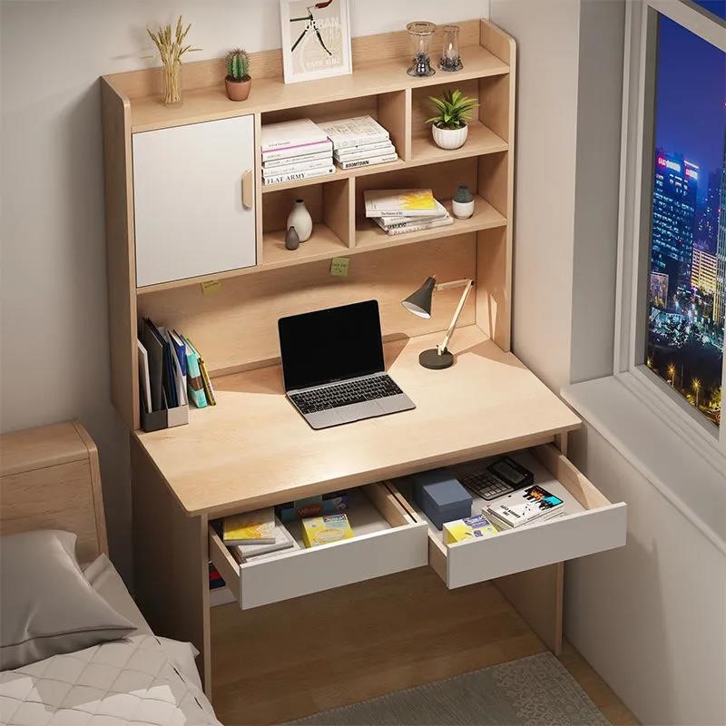 电脑桌书桌书架组合一体家用简易学生学习桌子椅子一套卧室小桌子-图2