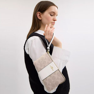【国内正品】COACH/蔻驰女士新款钱包拼色手腕包迷你零钱卡包