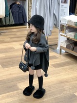 Girl Han Edition Trendy Knit Shawl 23 Autumn Winter Female Baby Polo Wool Ball Cloak Loose Sweater Suit