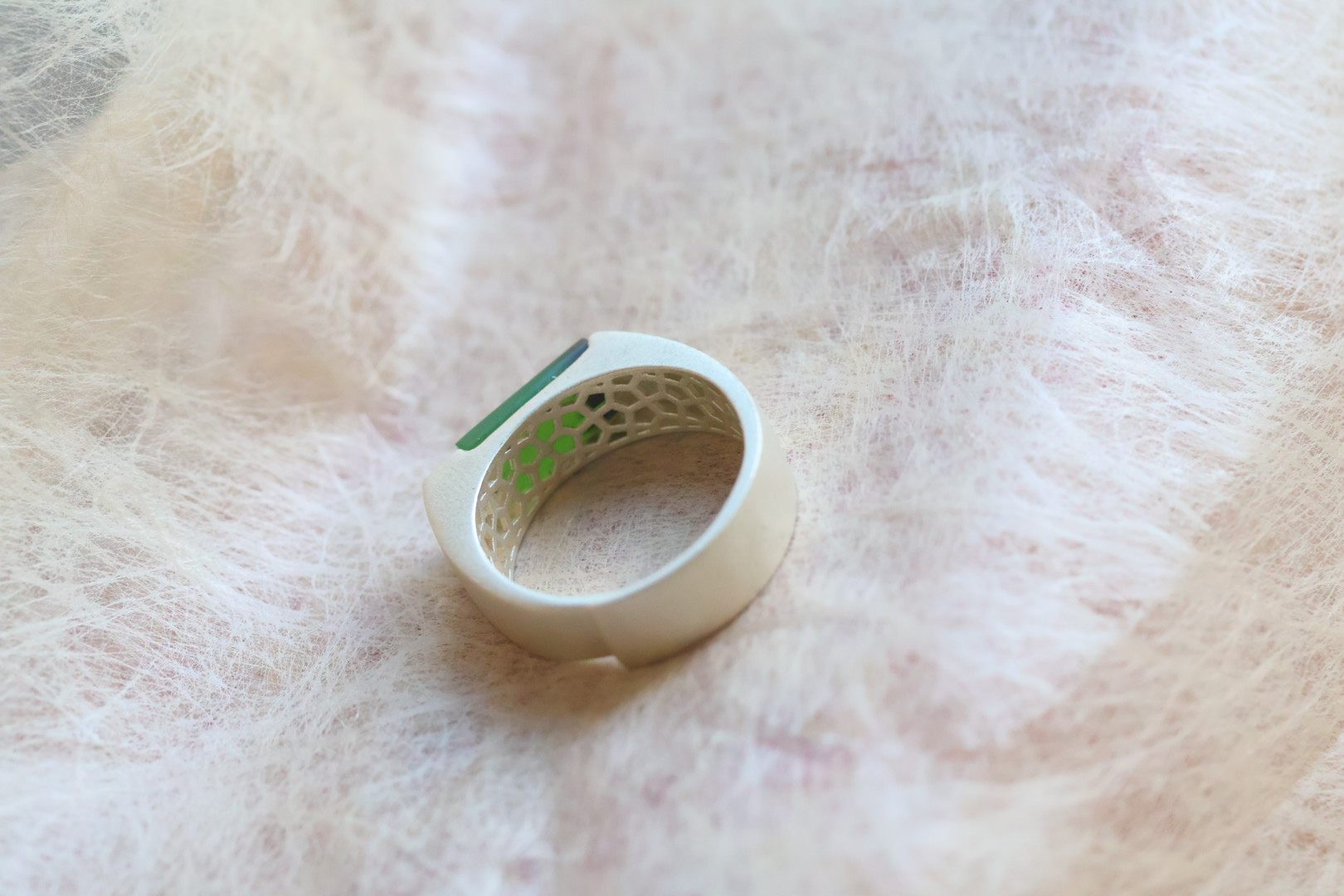 Hetian jade jasper red leather ring