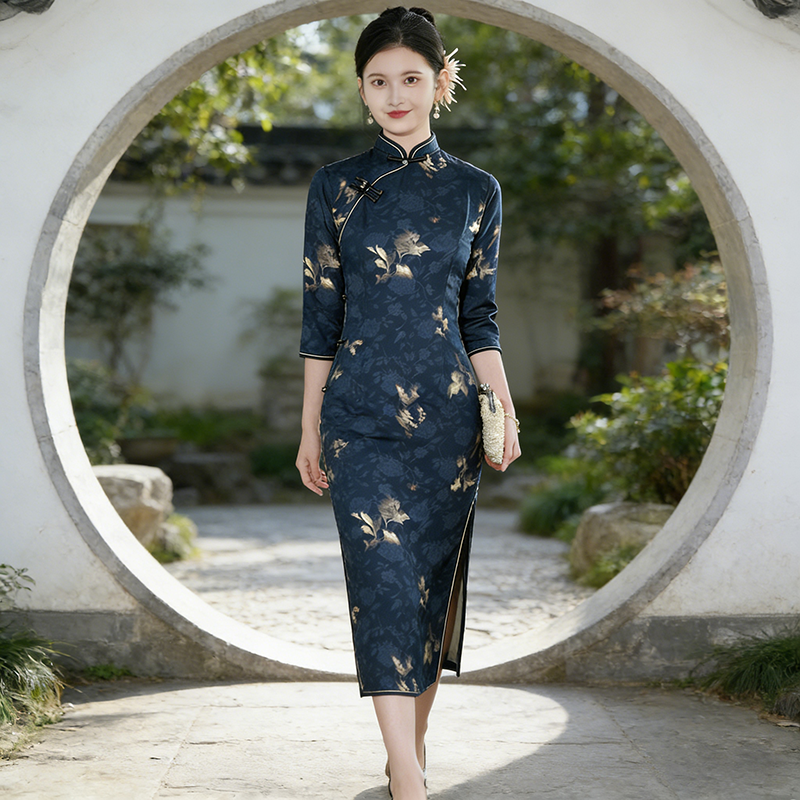 2026新春秋装国风新中式秋季七分袖旗袍新款女复古修身收腰春秋,淘宝优惠券,粉丝福利购,淘宝优惠卷