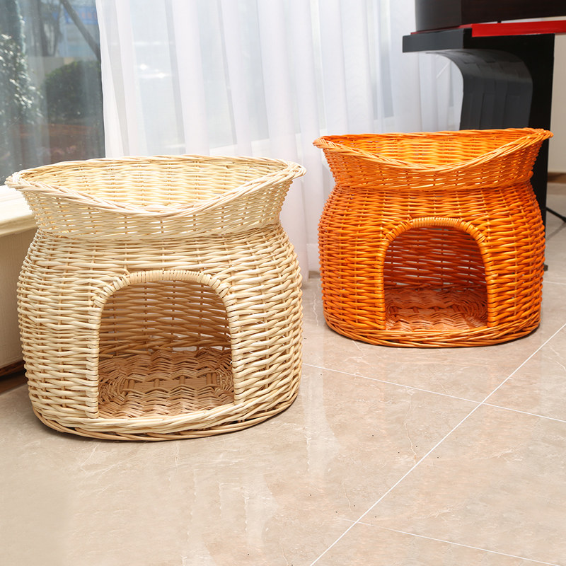 猫窝藤编四季通用夏天凉席可拆洗狗窝别墅封闭式双层猫屋睡眠猫笼,淘宝优惠券,粉丝福利购,淘宝优惠卷